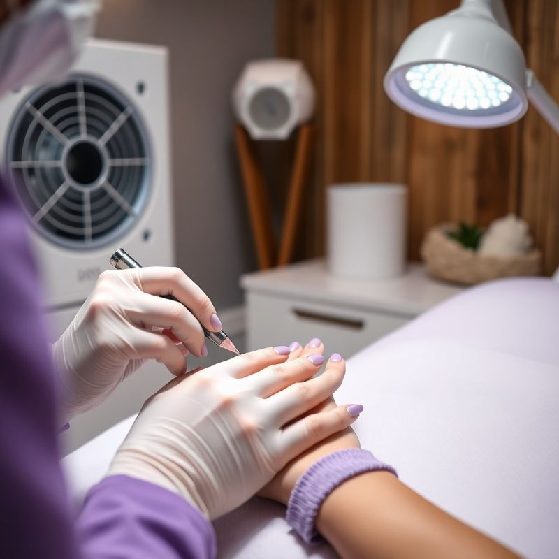 Nail technician performing a gel manicure at Pulsekbeta